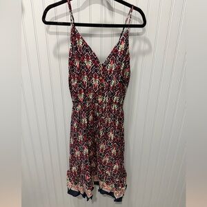 Spaghetti-Strap Mini Dress in Multicolor Pink and Black